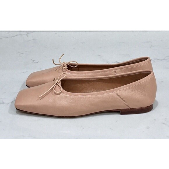 Mansur Gavriel Ballet Flats 39 Pink Beige Leather Square Toe Dream Ballerina - Picture 2 of 9